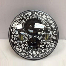 Load image into Gallery viewer, 7" DAYMAKER Replacement Mini Skulls Design Projector HID LED Light Bulb Headlight Motorcycle Harley