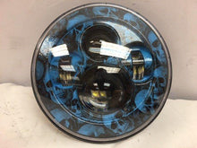 Load image into Gallery viewer, 7" DAYMAKER Replacement Custom Blue Skull Design Projector HID LED Light Bulb Headlight Motorcycle Harley