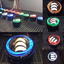 Load image into Gallery viewer, 4.5" Auxiliary DAYMAKER Black Spot With BLUE Halo Passing HID LED Fog Lights Bulb Motorcycle Harley AUX PAIR 4-1/2"