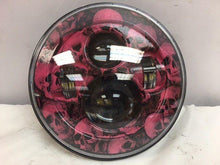 Load image into Gallery viewer, 7" DAYMAKER Replacement Custom Pink Skull Design Projector HID LED Light Bulb Headlight Motorcycle Harley
