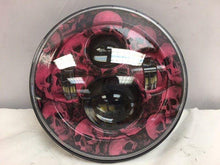 Load image into Gallery viewer, 7" DAYMAKER Replacement Custom Pink Skull Design Projector HID LED Light Bulb Headlight Motorcycle Harley