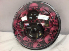 Load image into Gallery viewer, 7" DAYMAKER Replacement Custom Pink Skull Design Projector HID LED Light Bulb Headlight Motorcycle Harley