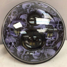 Load image into Gallery viewer, 7" DAYMAKER Replacement Custom Purple Skull Design Projector HID LED Light Bulb Headlight Motorcycle Harley