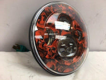 Load image into Gallery viewer, 7" DAYMAKER Replacement Custom Orange Skull Design Projector HID LED Light Bulb Headlight Motorcycle Harley