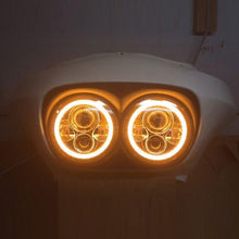 Load image into Gallery viewer, DUAL 7" DAYMAKER 2014  ORANGE HALO LED Replacement ROAD GLIDE Black Light Bulb Headlight Harley Bezel