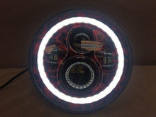 Load image into Gallery viewer, 7" DAYMAKER Custom Red With White Halo Skull Design Projector HID LED Light Bulb Headlight Motorcycle Harley