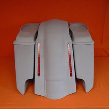 Load image into Gallery viewer, Harley Davidson 5" Heritage Softail Extended Saddlebags 6 .5" Speaker Lids LED Fender Dual Cutouts