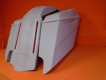 Load image into Gallery viewer, Harley Davidson 5" Heritage Softail Extended Saddlebags 6 .5" Speaker Lids LED Fender Dual Cutouts