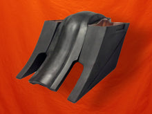 Load image into Gallery viewer, Harley Davidson 8" Stretched Extended SaddleBags with Cut Outs, Cut Fender, No Lids, Recessed Plate - Not Painted