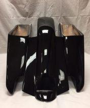 Load image into Gallery viewer, Harley Davidson 5" Extended Saddlebags Bags Painted VIVID BLACK & Rear Fender Dual Cut Outs