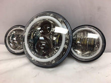 Load image into Gallery viewer, 7" DAYMAKER DICEY GAMBLE DESIGN Headlight Dual 4.5" - 4 1/2" Auxiliary Spot Passing LED Fog Lights with BLUE Halo Bulb Harley SET