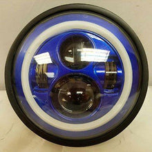 Load image into Gallery viewer, 7" DAYMAKER Kawasaki Vulcan Nomad 800 Blue with Blue Halo HID LED Light Bulb Headlight Motorcycle
