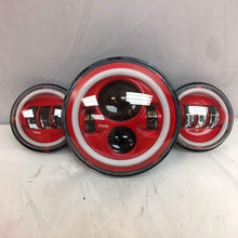 Load image into Gallery viewer, 7" DAYMAKER Red With Red HALO Headlight Dual 4.5" - 4 1/2" AUX Black Spot Passing LED Fog Lights Bulb Harley SET