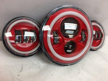 Load image into Gallery viewer, 7" DAYMAKER Red With Red HALO Headlight Dual 4.5" - 4 1/2" AUX Black Spot Passing LED Fog Lights Bulb Harley SET