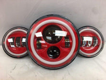 Load image into Gallery viewer, 7" DAYMAKER Red With Red HALO Headlight Dual 4.5" - 4 1/2" AUX Black Spot Passing LED Fog Lights Bulb Harley SET