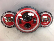 Load image into Gallery viewer, 7" DAYMAKER Red With Red HALO Headlight Dual 4.5" - 4 1/2" AUX Black Spot Passing LED Fog Lights Bulb Harley SET