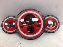 Load image into Gallery viewer, 7" DAYMAKER Red With Red HALO Headlight Dual 4.5" - 4 1/2" AUX Black Spot Passing LED Fog Lights Bulb Harley SET