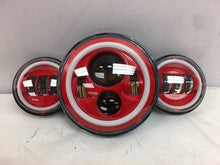 Load image into Gallery viewer, 7" DAYMAKER Red With Red HALO Headlight Dual 4.5" - 4 1/2" AUX Black Spot Passing LED Fog Lights Bulb Harley SET