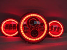 Load image into Gallery viewer, 7" DAYMAKER Red With Red HALO Headlight Dual 4.5" - 4 1/2" AUX Black Spot Passing LED Fog Lights Bulb Harley SET