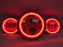 Load image into Gallery viewer, 7" DAYMAKER Red With Red HALO Headlight Dual 4.5" - 4 1/2" AUX Black Spot Passing LED Fog Lights Bulb Harley SET