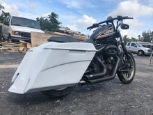 Load image into Gallery viewer, Harley Davidson Sportster 883 / Dyna / Sportster 5? Dual Cut Out Saddlebags Kit + 6.5? Speaker Lids