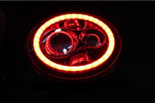 Load image into Gallery viewer, 7" DAYMAKER Red HALO Headlight Dual 4.5" - 4 1/2" RED HALO Auxiliary AUX Black Spot Passing LED Fog Lights Bulb Harley SET