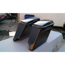 Load image into Gallery viewer, Harley Davidson 4" Extended Stretched Saddlebags Lids Painted Black