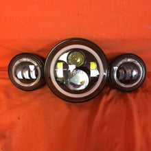 Load image into Gallery viewer, 7" DAYMAKER Pink HALO Headlight Dual 4.5" - 4 1/2" PINK HALO Auxiliary AUX Black Spot Passing LED Fog Lights Bulb Harley SET