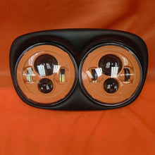 Load image into Gallery viewer, DUAL 7" ORANGE DAYMAKER LED ROAD GLIDE Black Light Bulb Headlight Motorcycle Harley Bezel