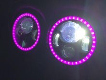 Load image into Gallery viewer, DUAL 7" DAYMAKER 2014  PINK HALO LED Replacement ROAD GLIDE Chrome Light Bulb Headlight Harley Bezel