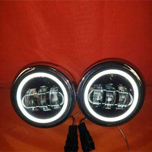 Load image into Gallery viewer, Harley Chrome Dual Twin DAYMAKER Headlights with Bracket Light Bar for FAT BOB STREET BOB DYNA - White Halo