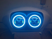 Load image into Gallery viewer, DUAL 7" DAYMAKER 2014  BLUE HALO LED Replacement ROAD GLIDE Black Light Bulb Headlight Harley Bezel