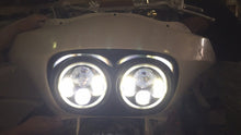 Load image into Gallery viewer, DUAL 7" DAYMAKER 2014  WHITE HALO LED Replacement ROAD GLIDE Black Light Bulb Headlight Harley Bezel