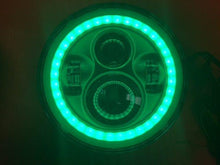 Load image into Gallery viewer, 7" DAYMAKER Kawasaki Vulcan Nomad 800 Black With Green Halo HID LED Light Bulb Headlight Motorcycle