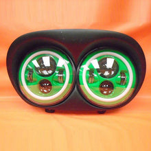 Load image into Gallery viewer, DUAL 7" GREEN DAYMAKER 2014  GREEN HALO LED ROAD GLIDE Black Light Bulb Headlight Harley Bezel