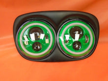 Load image into Gallery viewer, DUAL 7" GREEN DAYMAKER GREEN HALO LED ROAD GLIDE Black Light Bulb Headlight Motorcycle Harley Bezel