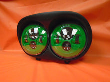 Load image into Gallery viewer, DUAL 7" GREEN DAYMAKER 2014  LED ROAD GLIDE Black Light Bulb Headlight Harley Bezel