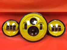 Load image into Gallery viewer, 7" DAYMAKER YELLOW Headlight Dual Yellow 4.5" - 4 1/2" Auxiliary AUX Spot Passing LED Fog Lights Bulb Harley SET