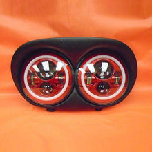 Load image into Gallery viewer, DUAL 7" RED DAYMAKER 2014  RED HALO LED ROAD GLIDE Black Light Bulb Headlight Harley Bezel