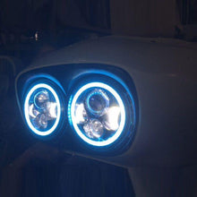 Load image into Gallery viewer, DUAL 7" DAYMAKER 2014  BLUE HALO LED Replacement ROAD GLIDE Black Light Bulb Headlight Harley Bezel