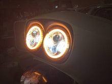 Load image into Gallery viewer, DUAL 7" DAYMAKER ORANGE HALO LED Replacement ROAD GLIDE Black Light Bulb Headlight Motorcycle Harley Bezel