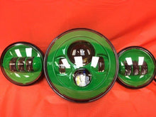 Load image into Gallery viewer, 7" DAYMAKER GREEN Headlight Green Dual 4.5" - 4 1/2" Auxiliary AUX Spot Passing LED Fog Lights Bulb Harley SET