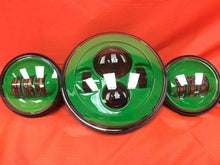 Load image into Gallery viewer, 7" DAYMAKER GREEN Headlight Green Dual 4.5" - 4 1/2" Auxiliary AUX Spot Passing LED Fog Lights Bulb Harley SET