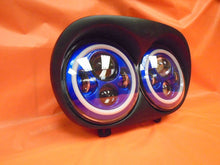 Load image into Gallery viewer, DUAL 7" BLUE DAYMAKER 2014  BLUE HALO LED ROAD GLIDE Black Light Bulb Headlight Harley Bezel