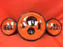 Load image into Gallery viewer, 7" DAYMAKER ORANGE Headlight Orange Dual 4.5" - 4 1/2" Auxiliary AUX Spot Passing LED Fog Lights Bulb Harley SET