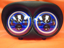 Load image into Gallery viewer, DUAL 7" BLUE DAYMAKER 2014  BLUE HALO LED ROAD GLIDE Black Light Bulb Headlight Harley Bezel