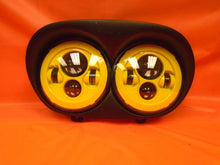 Load image into Gallery viewer, DUAL 7" YELLOW DAYMAKER 2014  LED ROAD GLIDE Black Light Bulb Headlight Harley Bezel