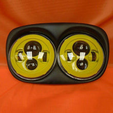 Load image into Gallery viewer, DUAL 7" YELLOW DAYMAKER LED ROAD GLIDE Black Light Bulb Headlight Motorcycle Harley Bezel