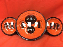 Load image into Gallery viewer, 7" DAYMAKER ORANGE Headlight Orange Dual 4.5" - 4 1/2" Auxiliary AUX Spot Passing LED Fog Lights Bulb Harley SET