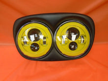 Load image into Gallery viewer, DUAL 7" YELLOW DAYMAKER LED ROAD GLIDE Black Light Bulb Headlight Motorcycle Harley Bezel